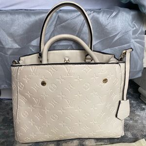 Faux Louis Vuitton Beige/Cream Leather Handbag